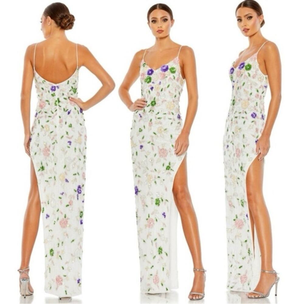 Mac Duggal Floral Embellished High Slit Sleeveless Gown 10893‎ Size 10 Dress NWT